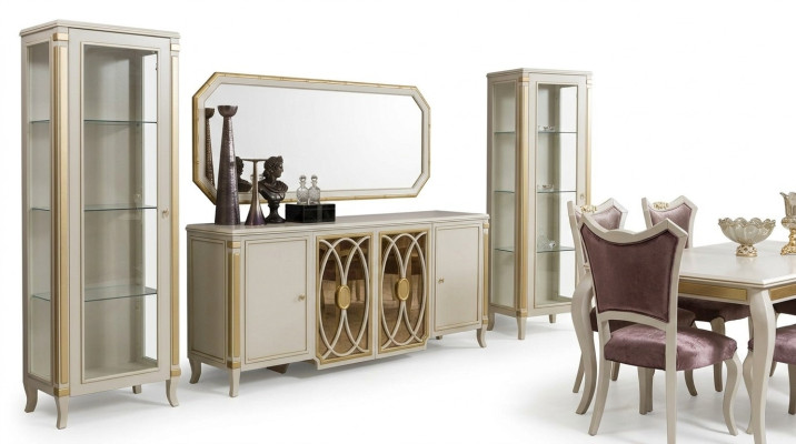 Vitrine classique Ensemble de meubles TV Meuble bas Vitrine de luxe Ensemble de meubles Set de 2 pièces.