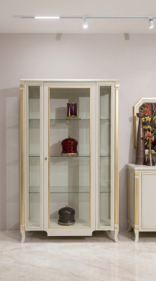 Armoires Vitrines en bois Vitrine en verre Bois massif Vitrine Salon Mobilier Buffet