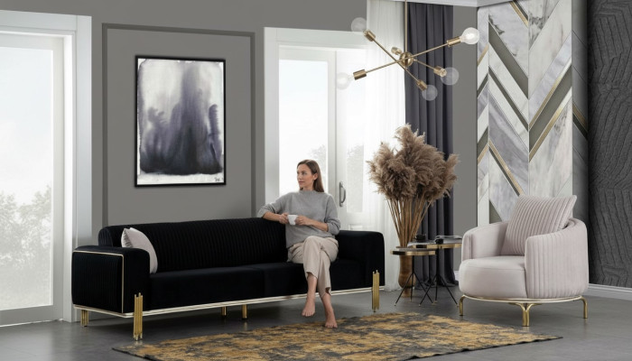 Luxury Suite Set Canapé set 331 Canapé Canapés Fauteuil Tissu 3pcs. Ensembles neufs