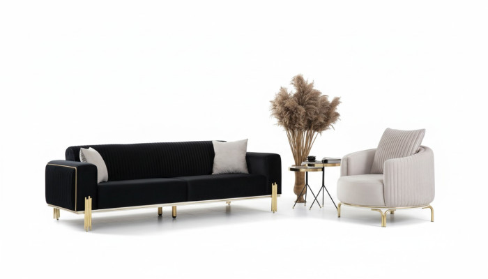 Luxury Suite Set Canapé set 331 Canapé Canapés Fauteuil Tissu 3pcs. Ensembles neufs