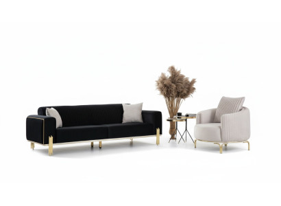 Luxury Suite Set Canapé set 331 Canapé Canapés Fauteuil Tissu 3pcs. Ensembles neufs