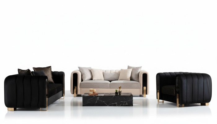 Ensemble de canapé de luxe Ensemble de canapé 3 + 3 + 1 places Canapé Canapés Fauteuil Tissu 3 pièces. ensembles