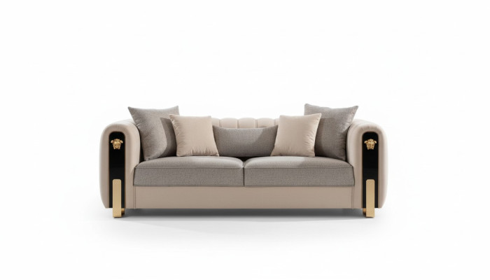 Canapé 3 places luxueux rembourré en beige de style contemporain