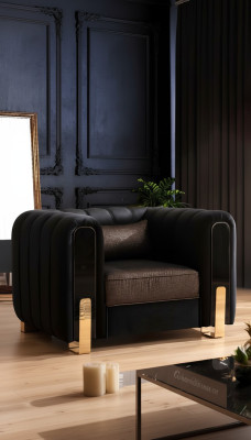 Fauteuil Medusa Luxe Siège Unique Tapisserie d'Ameublement en Tissu Canapé Canapés Noir Tissu