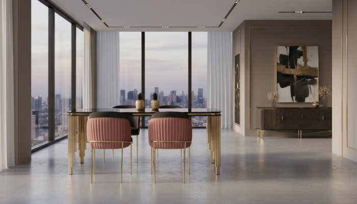 Luxe Salle à manger Ensemble Table Suite Chaise Classique Groupe de 4 Chaises Ensemble 5 pièces