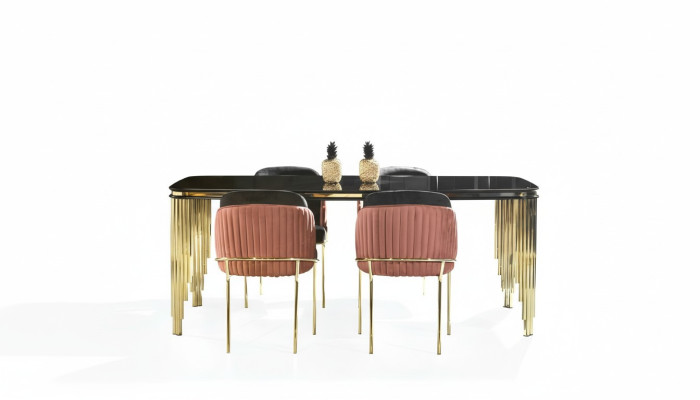 Luxe Salle à manger Ensemble Table Suite Chaise Classique Groupe de 4 Chaises Ensemble 5 pièces