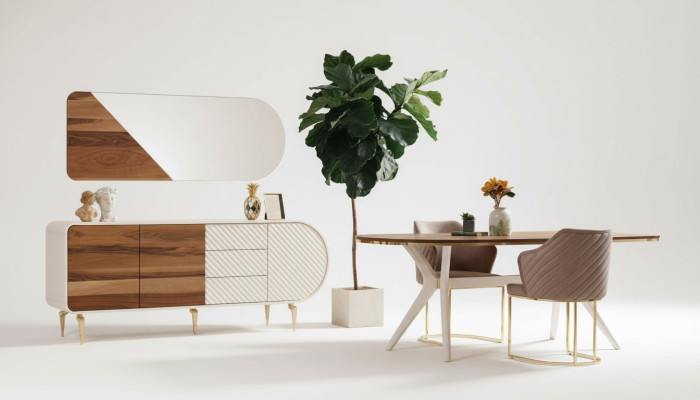 Salle à manger Table à manger Chaise Ensemble Groupe Suite Table Tables de luxe Suite 5 pièces.