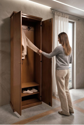 Porte-manteau Armoire Armoire Bois naturel Bois massif Armoires Couloir Bois massif