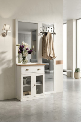 Porte-vêtements avec étagères Porte-vêtements avec miroirs Étagère avec tiroirs Blanc