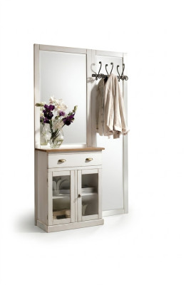 Porte-vêtements avec étagères Porte-vêtements avec miroirs Étagère avec tiroirs Blanc