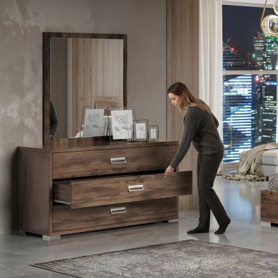 Ensemble de commode, miroir, groupe de commode en bois pour chambre