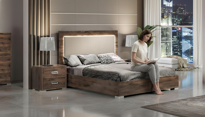 Lit de chambre d'hôtel lit tapissé lit matrimonial structure en bois 180x200 chambre