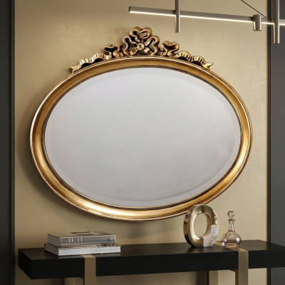 Miroir Classique en bois ovale Miroir mural Design Or Salon neuf