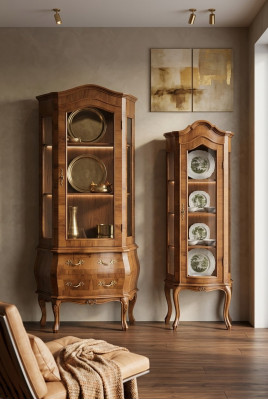 Vitrine de luxe Armoire de présentation Vitrines classiques Meubles de salon Buffet en bois neuf