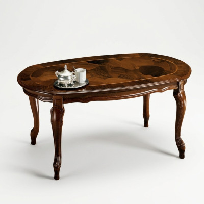 Table basse classique en bois massif pour le salon de style baroque.