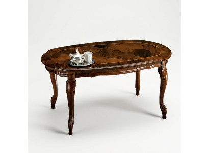 Table basse classique en bois massif pour le salon de style baroque.