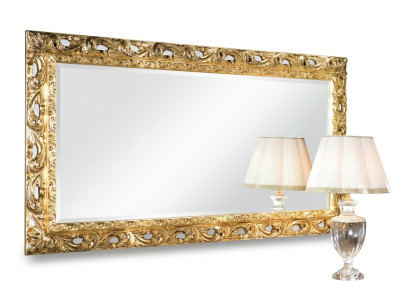 Miroir mural de meuble en miroir doré en bois du designer italien classique.