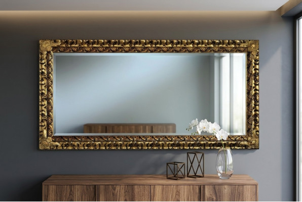 Miroir classique italien R Meubles de designer Miroir mural Bois Doré neuf xxl
