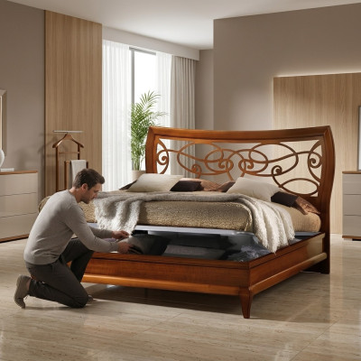Bett Luxus Chambre à coucher lit double bois rembourré lits cadre de lit double moderne
