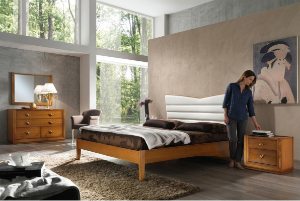 Ensemble de luxe Chambre Lit Table de chevet Double Chambres d'hôtel Lits Rembourrage Design 3 pièces.