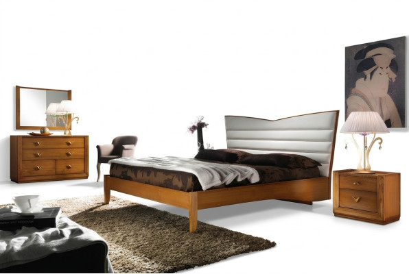 Ensemble de luxe Chambre Lit Table de chevet Double Chambres d'hôtel Lits Rembourrage Design 3 pièces.