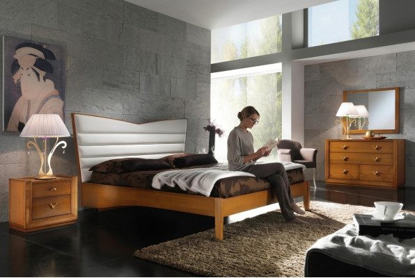 Chambre de luxe Lit Lit double Bois Rembourrage Lits Cadre de lit double Moderne