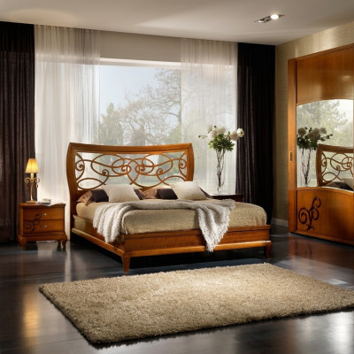 Cadre de lit hôtel double lit design de luxe matelas bois meubles.