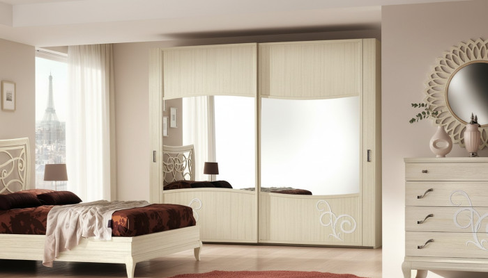Armoire avec portes coulissantes Armoire de chambre Armoire murale Blanc Miroir