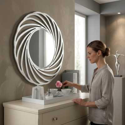 Miroir Miroir Accrocher Bois Moderne Miroir Mural Meubles Design Miroir 90x90 nouveau