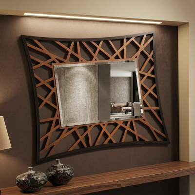 Miroir à suspendre Miroir en bois Moderne Miroir mural Meuble miroir Design 111x89 nouveau