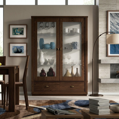 Vitrine de luxe Vitrine de magasin Vitrines Armoire en verre Moderne en bois Gris Étagère Bahut