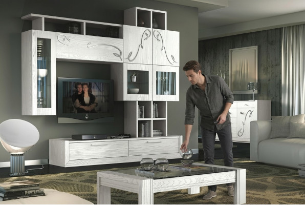 Unité murale de télévision Extension murale Mur de la salle de vie Mobilier Armoire télé TV unité murale Armoire Étagère