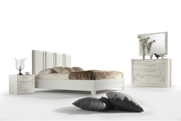 Chambre Lit Table de chevet Groupe Lits Lit de luxe Cadre en bois Design Ensemble 3 pièces