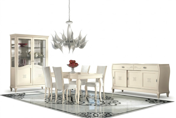 Salle à manger table à manger chaise commode vitrine ensemble table groupe bois Italie ensemble 7 pièces