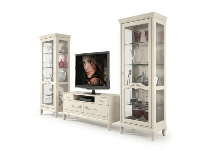 Salle de séjour Vitrine Meuble TV Vitrine télé Moderne Bois Mobilier Armoire Style Ensemble neuf 3 pièces.