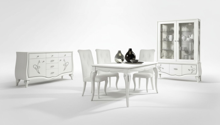 Salle à manger Table à manger Chaise Commode Vitrine Table de groupe Tables en bois Ensemble Luxe 7 pièces.