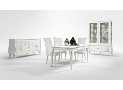 Salle à manger Table à manger Chaise Commode Vitrine Table de groupe Tables en bois Ensemble Luxe 7 pièces.