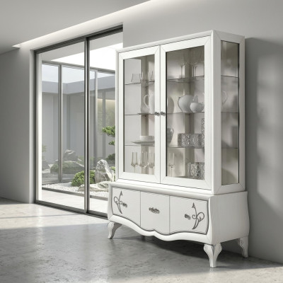 Vitrine de luxe en verre Armoire de style antique Vitrines en bois modernes Meubles italiens