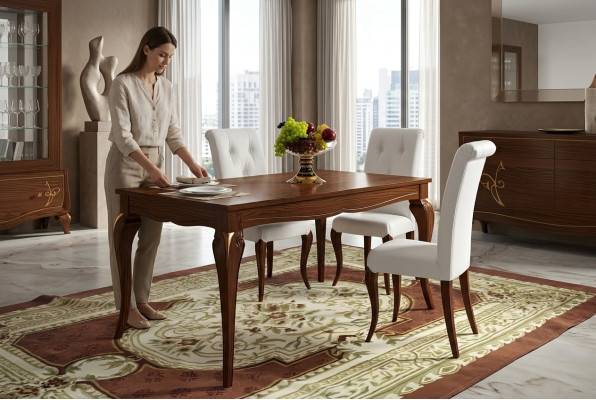 Table à manger extensible Ess Table de bois Tables Design moderne Salle à manger de luxe Meubles