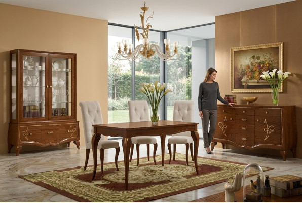Salle à manger Table à manger Chaise Commode Vitrine Groupe Salle à manger Bois Ensemble Neuf Ensemble 7 pièces.