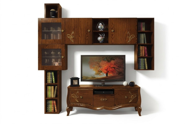 Ensemble de salon classique groupe rtv vitrine tv moderne en bois meubles style armoire