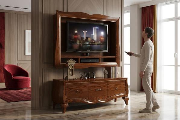 Meuble télé bas Armoire d'angle Buffet Dressing en bois TV classique Commode Design nouveau