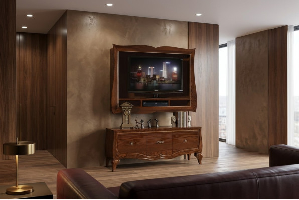 Meuble télé bas Armoire d'angle Buffet Dressing en bois TV classique Commode Design nouveau