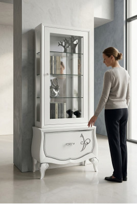 Vitrines Armoire en verre Armoires étagère en bois Vitrine de design de vitrine moderne Salon neuf
