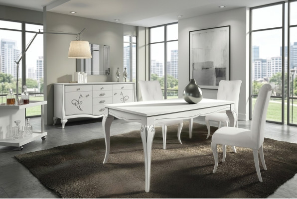 Table à manger extensible XXL tables modernes en bois design blanc neuf.