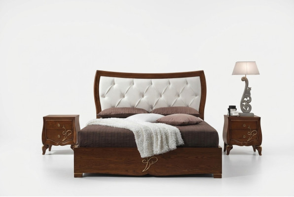 Lit Lits Cadre de lit Bois Double Chambre Marron Moderne Lit double Meubles