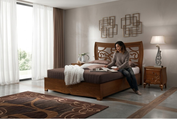 Lit double lits cadres de lit lit bois double chambre à coucher marron moderne 160x200.