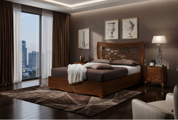 Lit double lits cadres de lit lit bois double chambre à coucher marron moderne 160x200.
