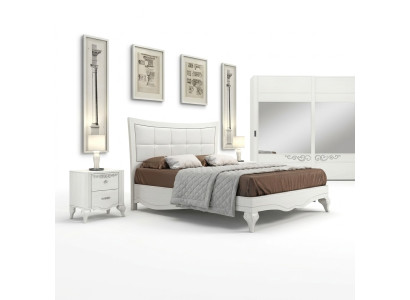 Lit Double lit Lits Tissu Bois Designer Cadre de lit double Blanc Cadres de lit