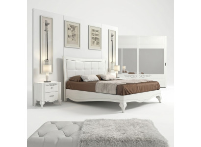 Chambre Lit Table de chevet Lits Doubles Bois Designer Moderne Neuf Ensemble 3 pièces